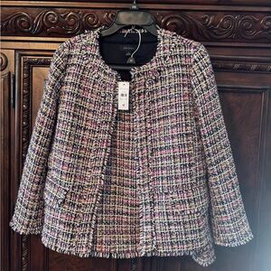 Ann Taylor Multicolor Tweed Blazer & Skirt Set